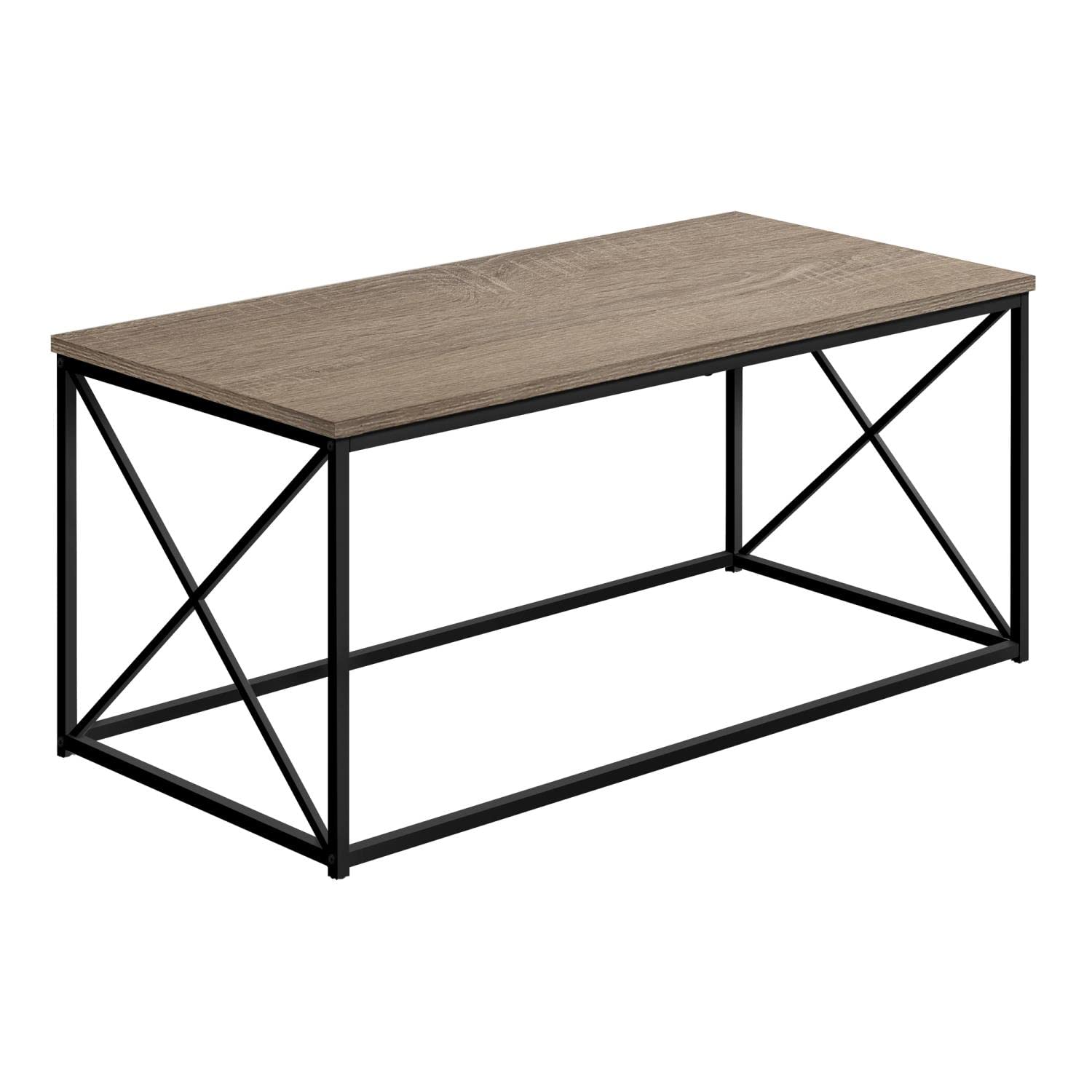 Monarch Specialties I 3786 Coffee Table, Accent, Cocktail, Rectangular, Living Room, 40" L, Metal, Laminate, Brown, Black, Contemporary, Modern